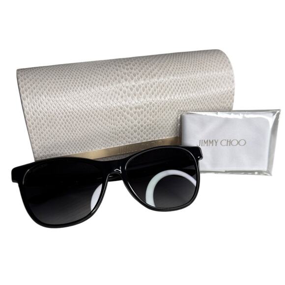 Jimmy Choo Sunglasses June/F/S 80790 56-17-140 Made In Italy Black Frames - Picture 10 of 10
